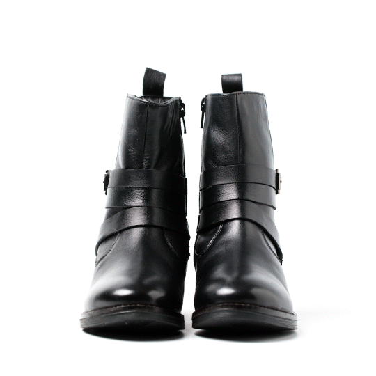 Brera Schwarzer Leder-Bikerstiefel