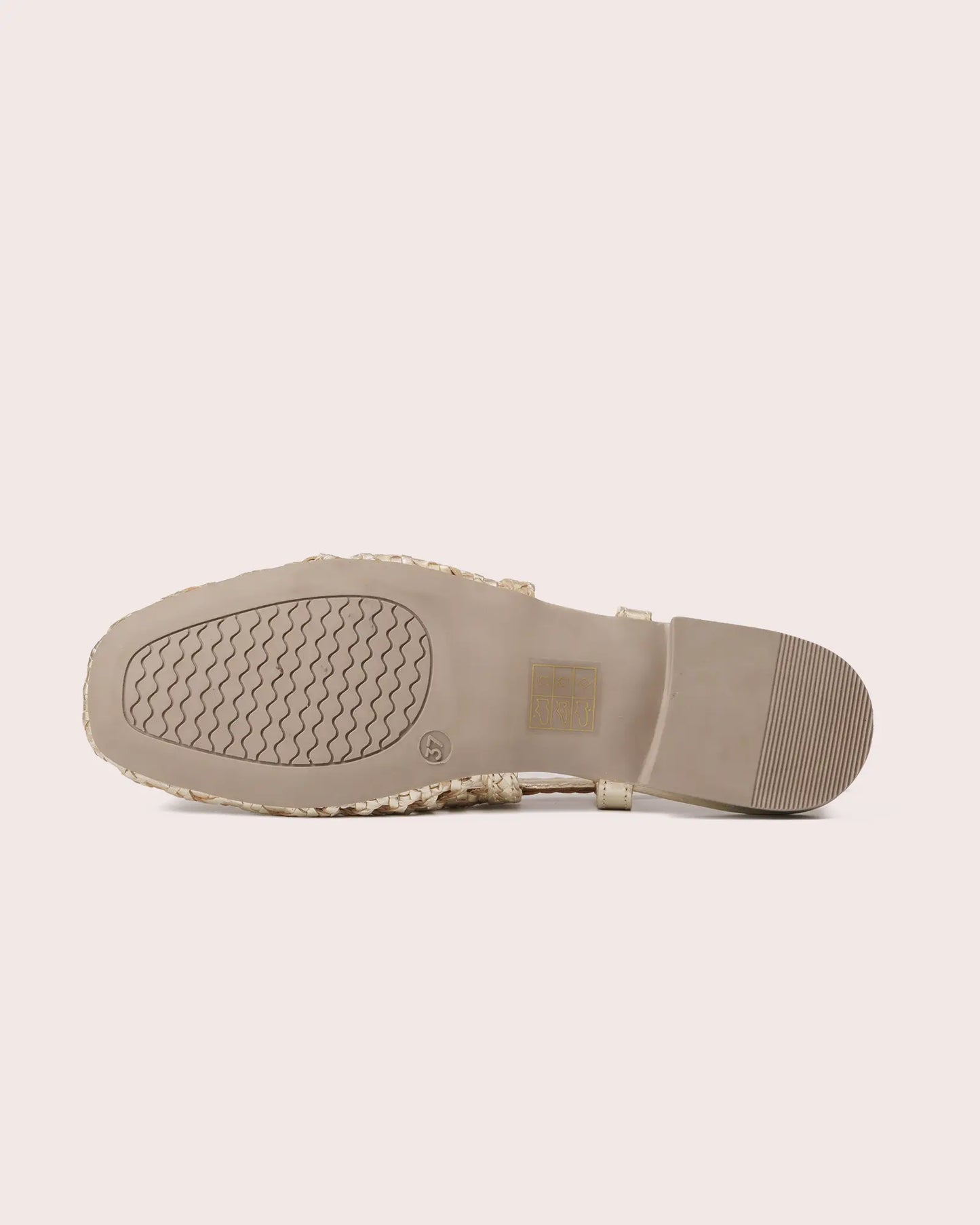 Gold woven leather slingback outsole view