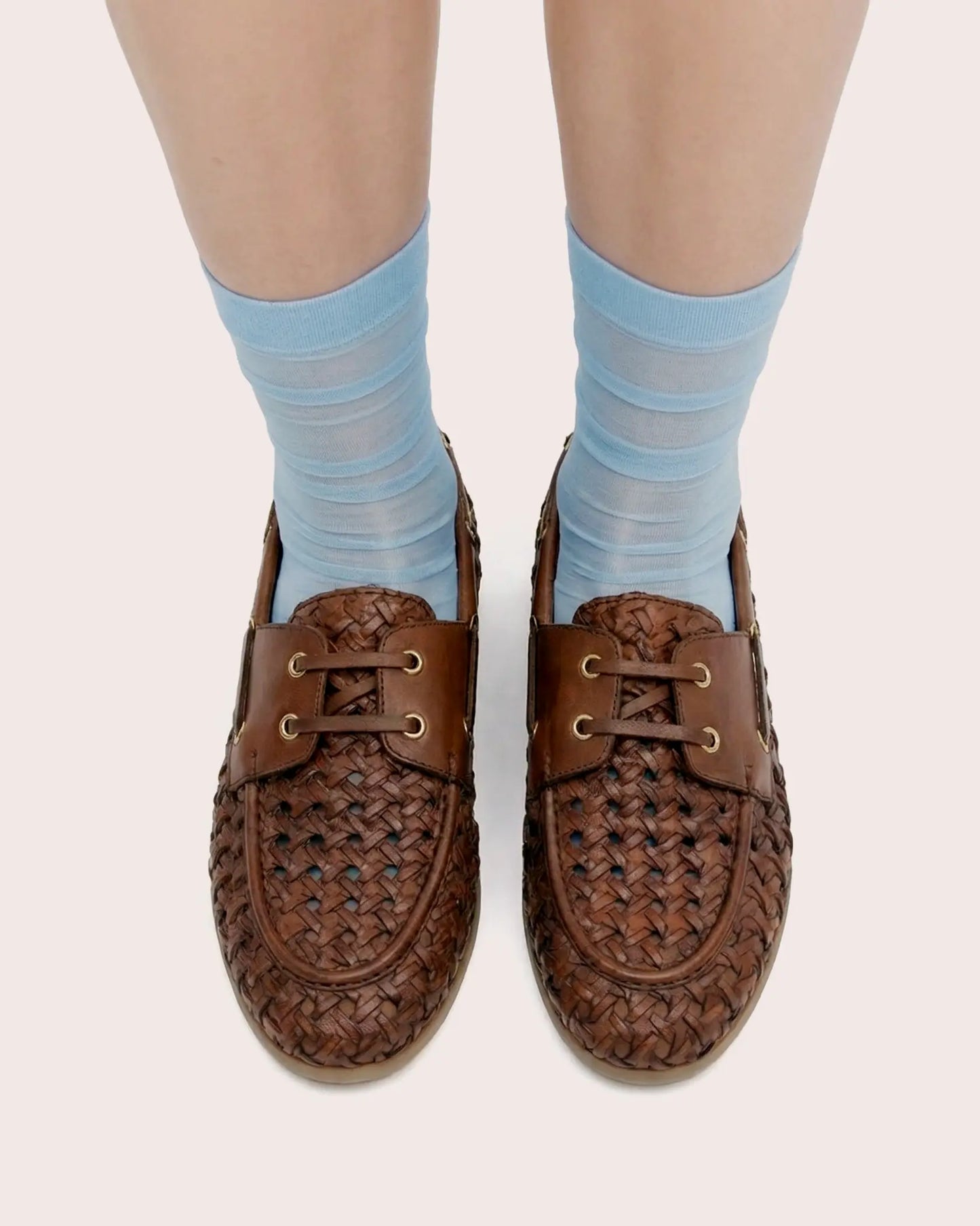 5PM Gaelle Cognac Woven Leather Boat Shoe