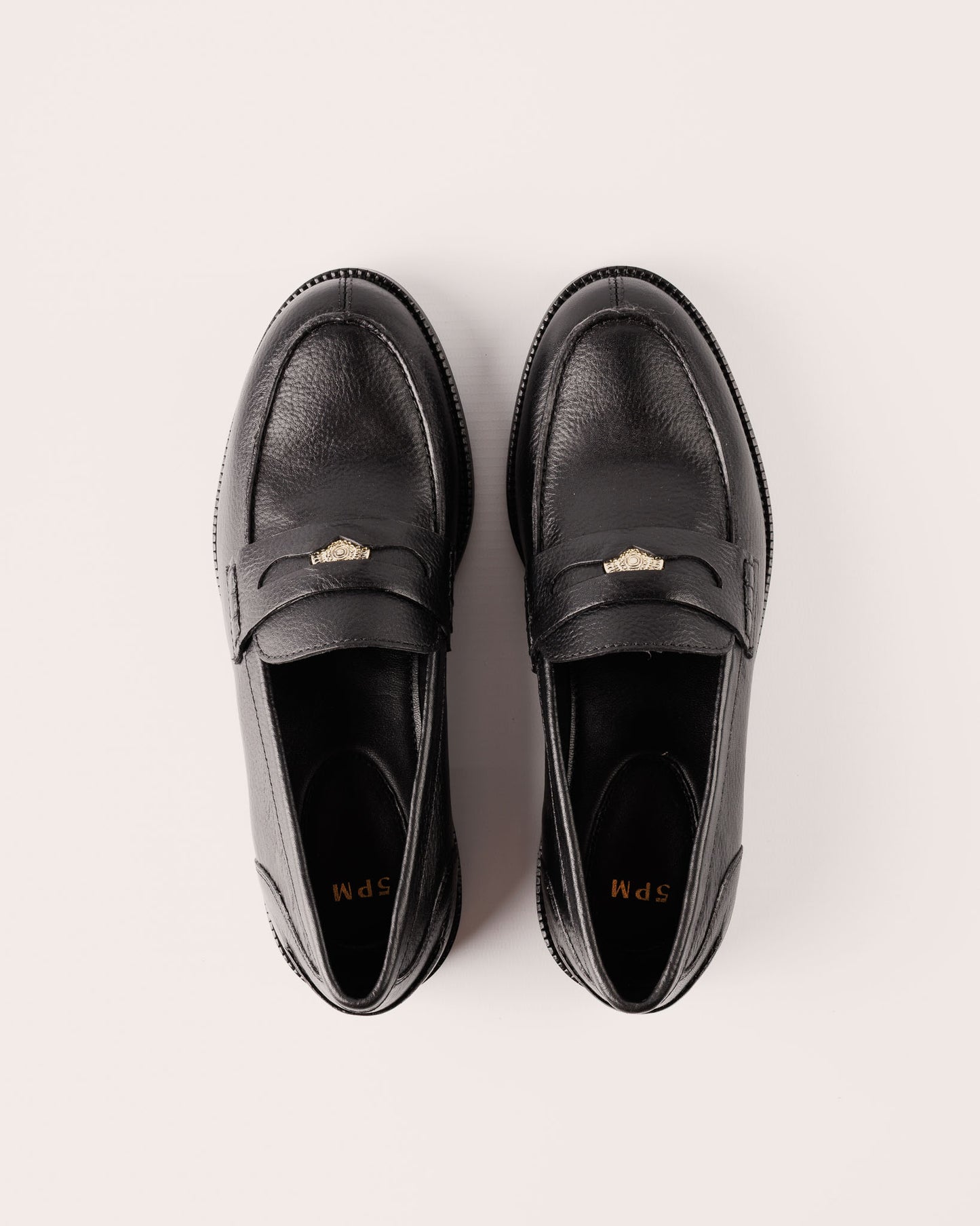 Penny Loafer - Genua Carmine in Black Leather - 5PM Footwear - Top Pair