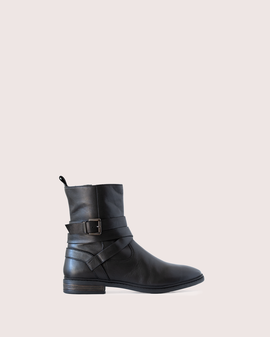Brera Black Leather Biker Boot