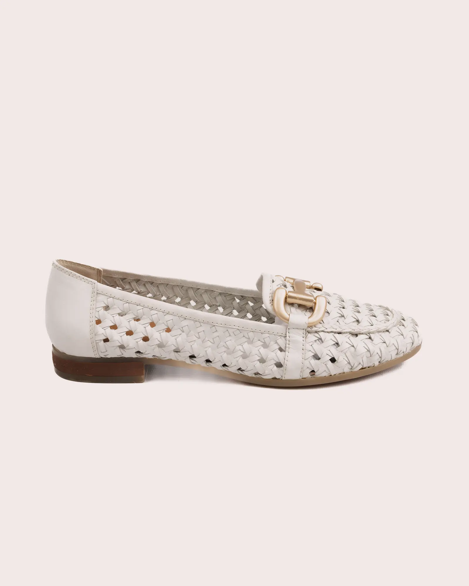 Matera Sassi in white leather loafer side view