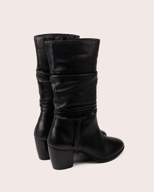 Veneto San Marco Black Leather Slouchy Boot