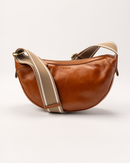 5PM Sac Lily Sac à bandoulière rond en cuir cognac