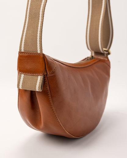 5PM Sac Lily Sac à bandoulière rond en cuir cognac