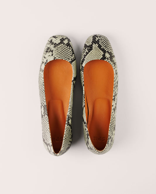 Ballet Flat - Florenze Novoli in Mint Snake Leather - 5PM Footwear - Top