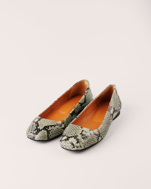 Ballet Flat - Florenze Novoli in Mint Snake Leather - 5PM Footwear - Front Pair