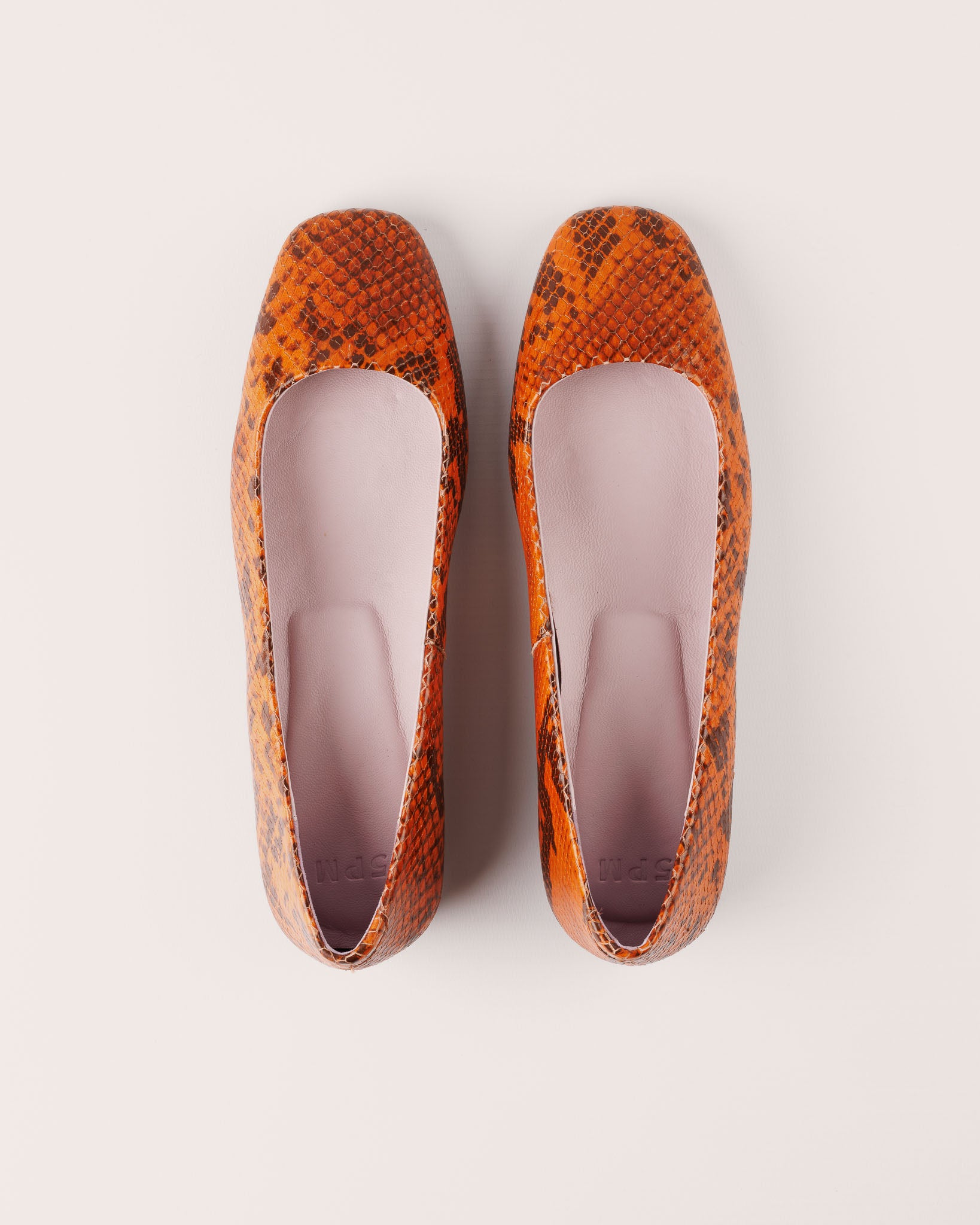 Ballet Flat - Florenze Novoli in Orange Snake Leather - 5PM Footwear - Top Pair