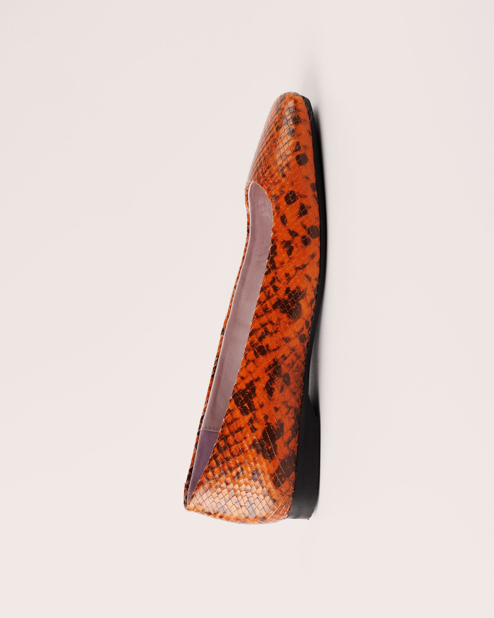Ballet Flat - Florenze Novoli in Orange Snake Leather - 5PM Footwear - Side