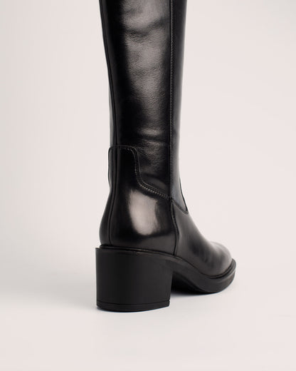 Rachel High zwarte leren knielaars voor dames – elegant en comfortabel