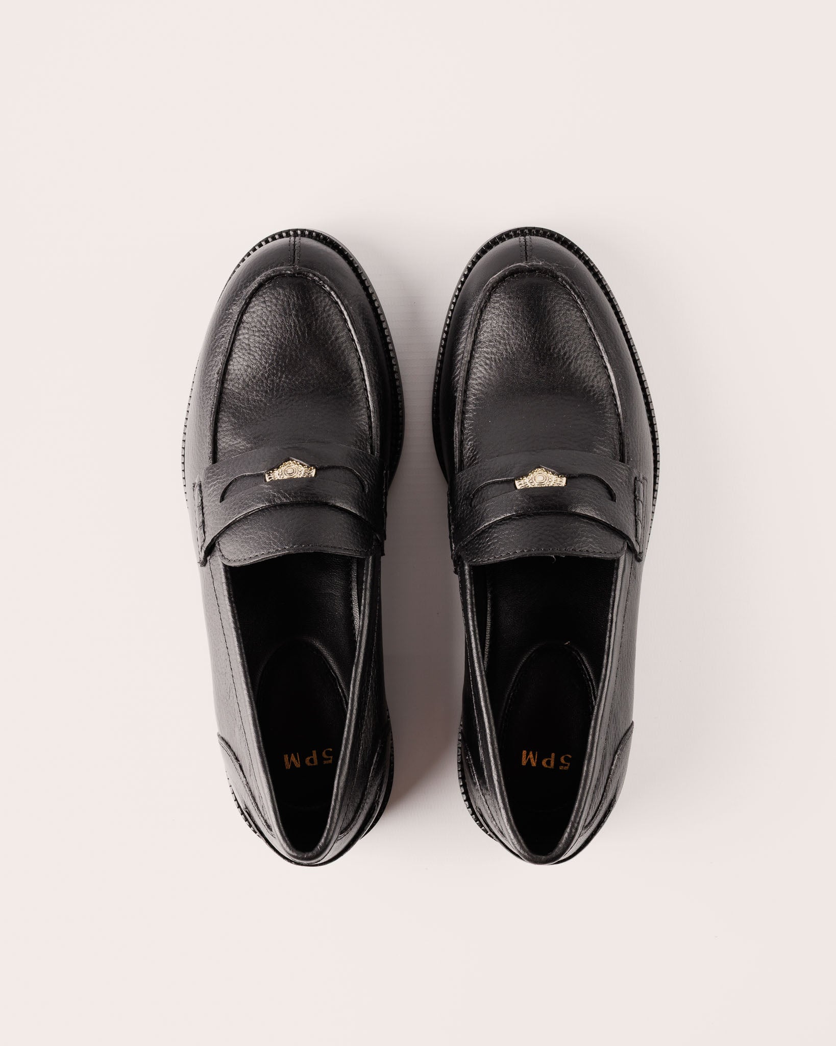 Penny Loafer - Genua Carmine in Black Leather - 5PM Footwear - Top Pair