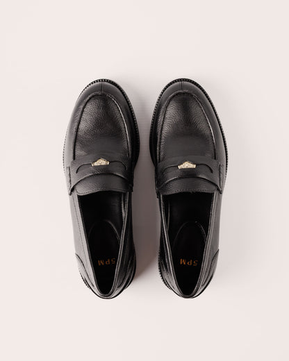 Penny Loafer - Genua Carmine in Black Leather - 5PM Footwear - Top Pair