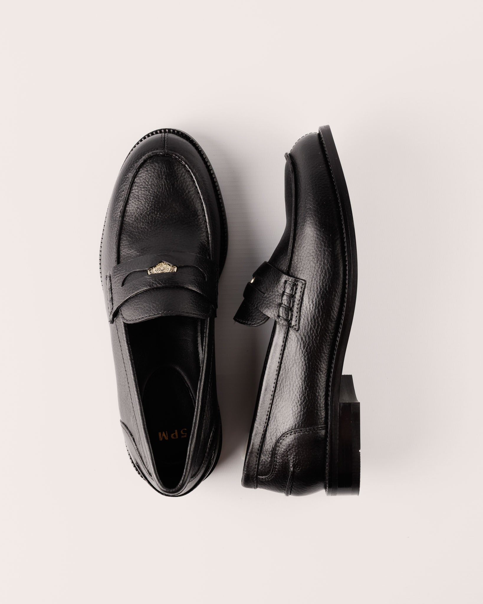 Penny Loafer - Genua Carmine in Black Leather - 5PM Footwear - Top Twisted