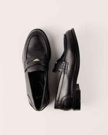 Penny Loafer - Genua Carmine in Black Leather - 5PM Footwear - Top Twisted