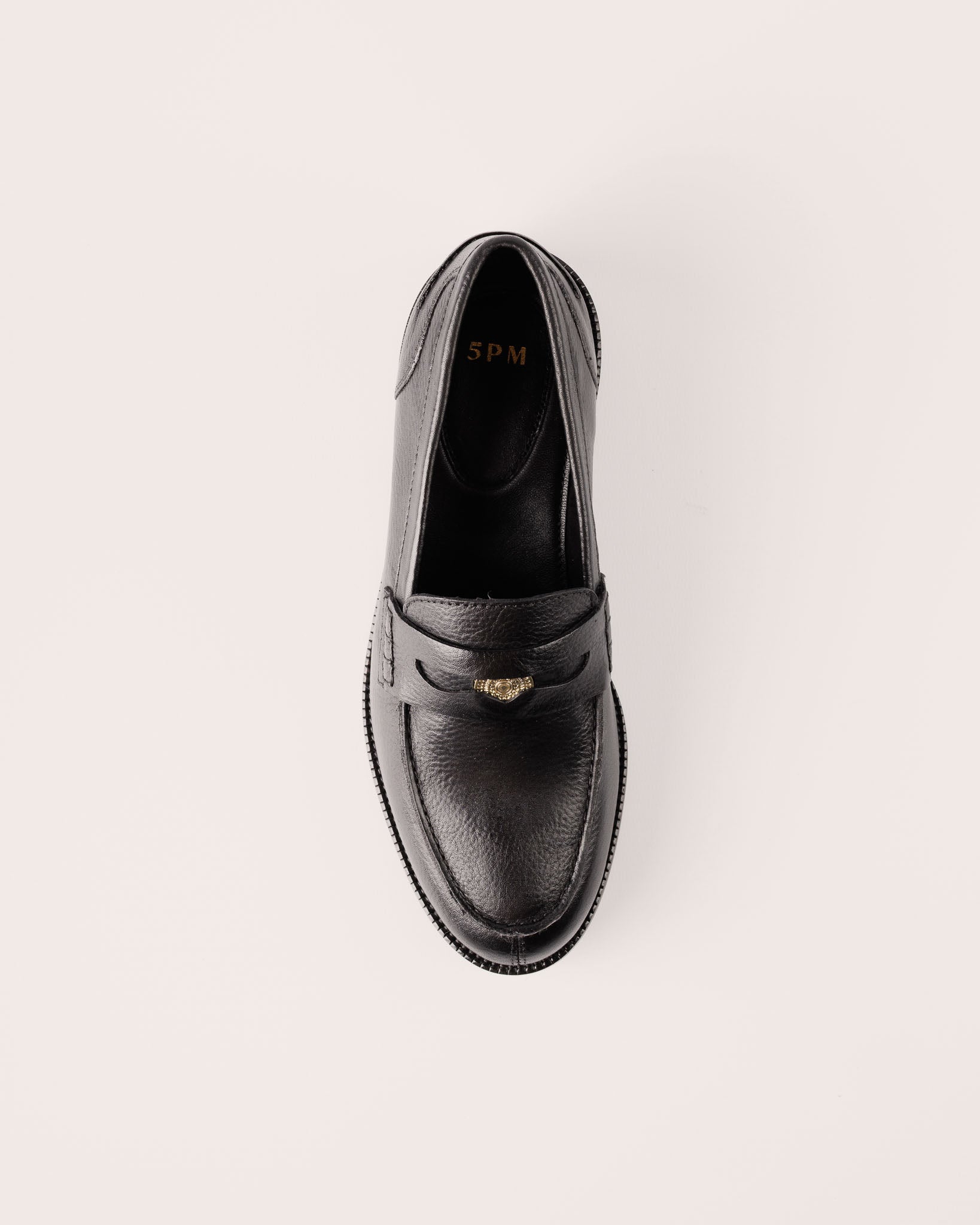 Penny Loafer - Genua Carmine in Black Leather - 5PM Footwear - Top 