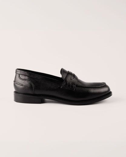 Penny Loafer - Genua Carmine in Black Leather - 5PM Footwear - Front
