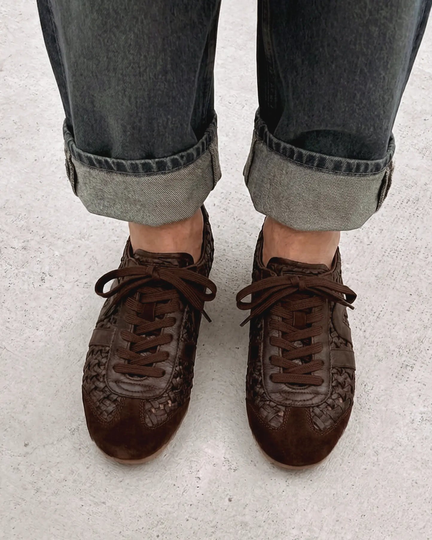 5PM Marine Dark Brown Woven Leather Sneaker