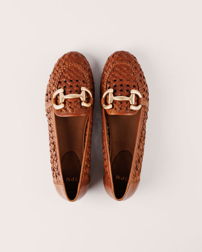 Loafer - Matera Sassi in Cognac Woven Leather - 5PM Footwear - Top Pair