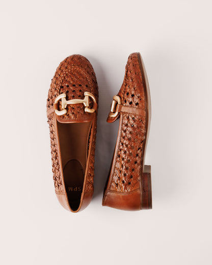 Loafer - Matera Sassi in Cognac Woven Leather - 5PM Footwear - Top Twisted