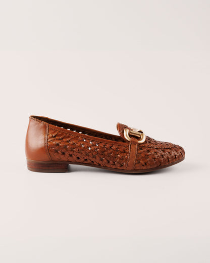 Loafer - Matera Sassi in Cognac Woven Leather - 5PM Footwear - Font