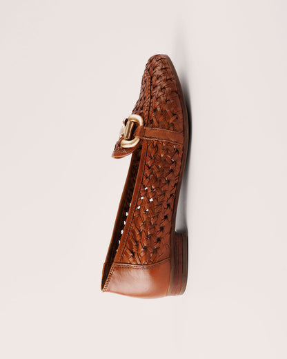 Loafer - Matera Sassi in Cognac Woven Leather - 5PM Footwear - Side