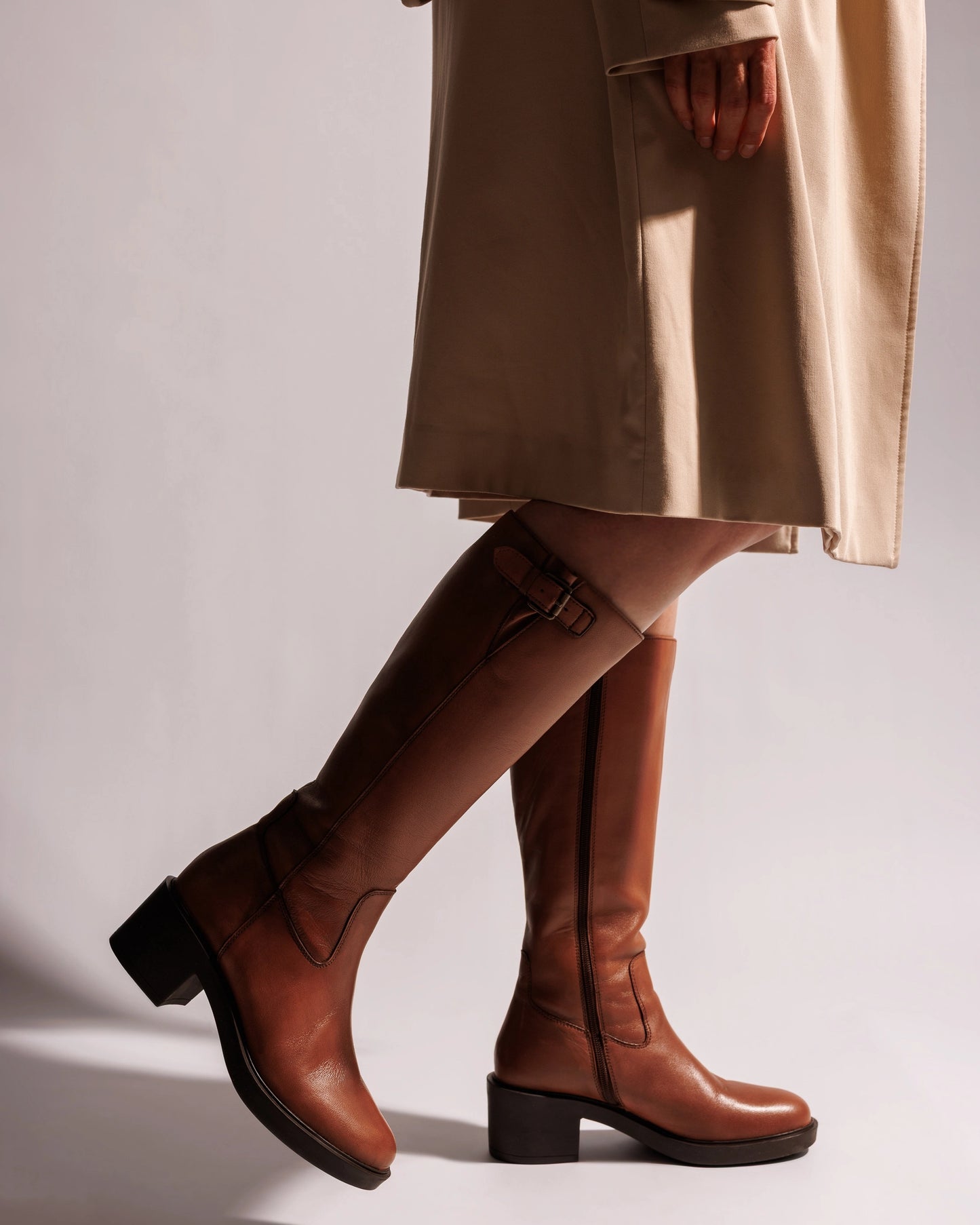 Rachel High Cognac Leren Knielaars