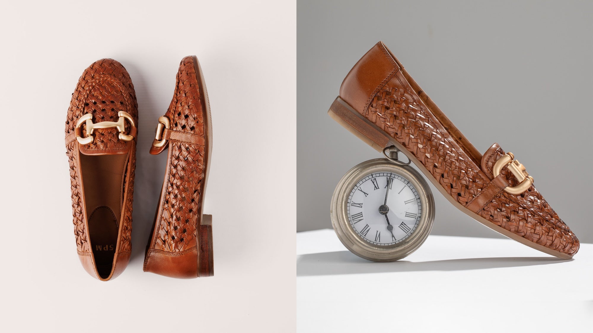 5PM Footwear and bags - cognac woven leather loafers