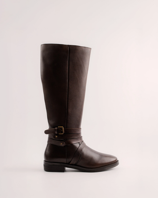 Babila Dunkelbraun Leder Reitstiefel
