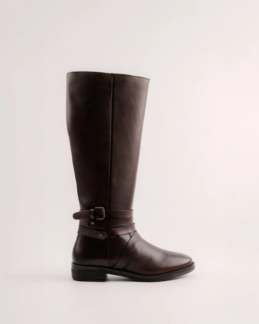 Babila Dunkelbraun Leder Reitstiefel