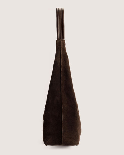 Kaia dark brown suede everyday shoulder bag
