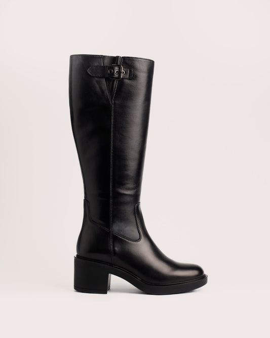 Rachel High zwarte leren knielaars voor dames