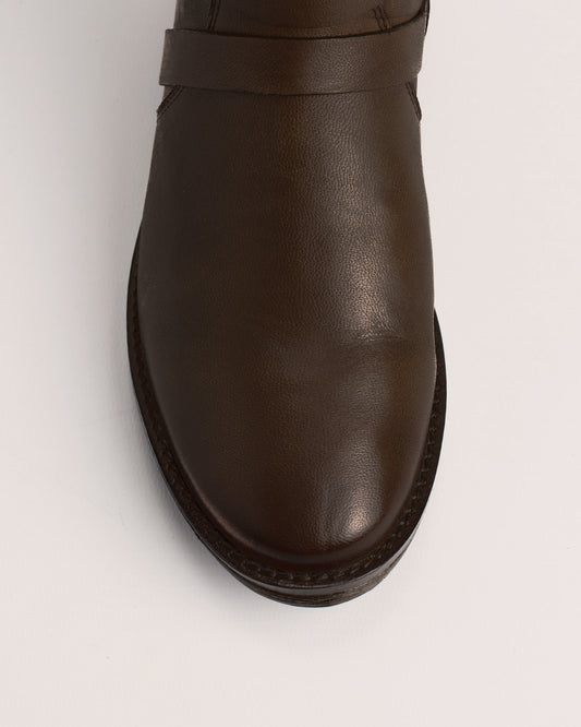 Women’s dark brown leather riding boots | Babila classic design top