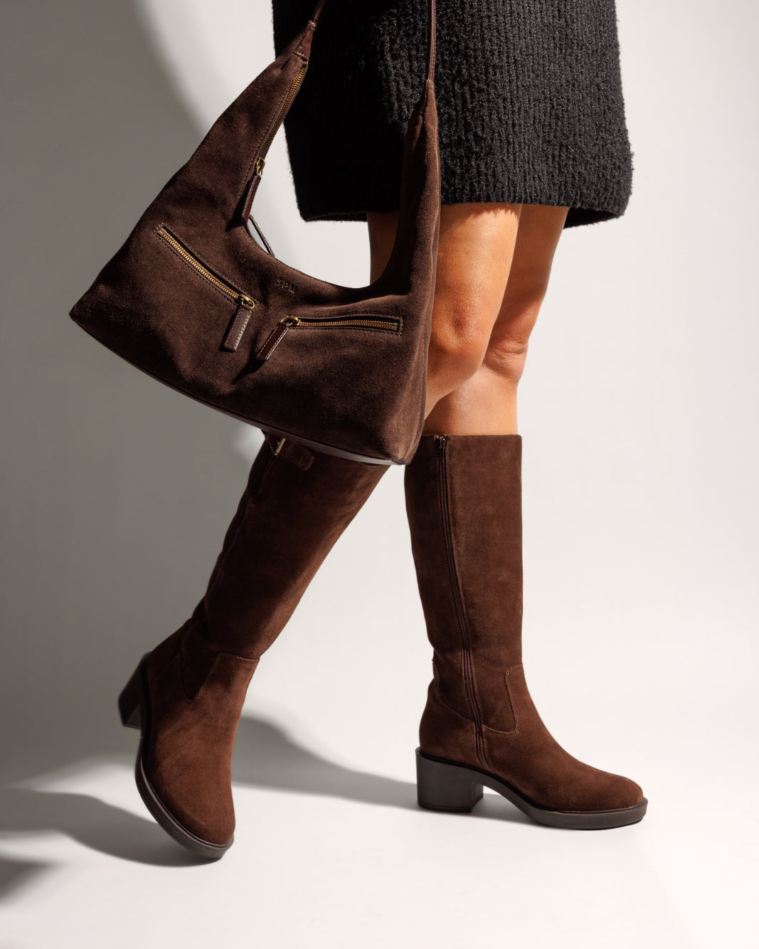 5PM Footwear Rachel High Dark Brown Suede Boots