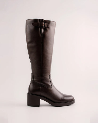 Rachel High Donkerbruine Leren Knielaars 