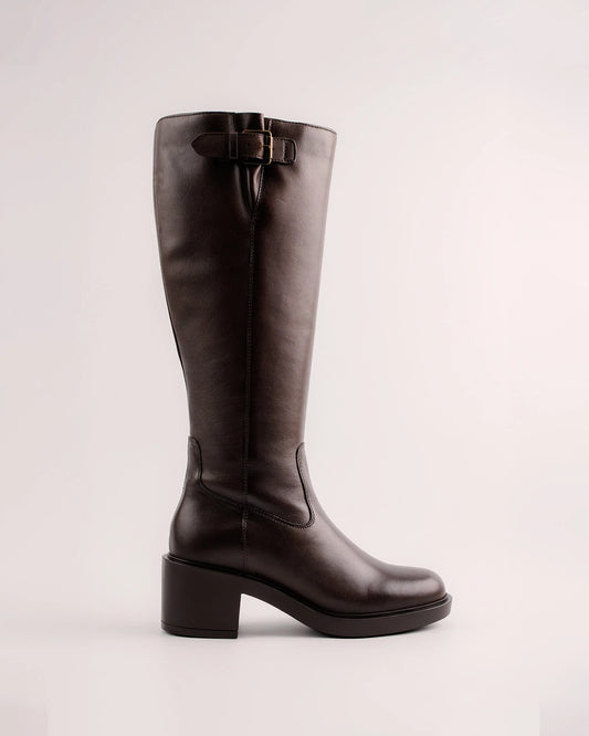 Rachel High dunkelbraune Lederstiefel 